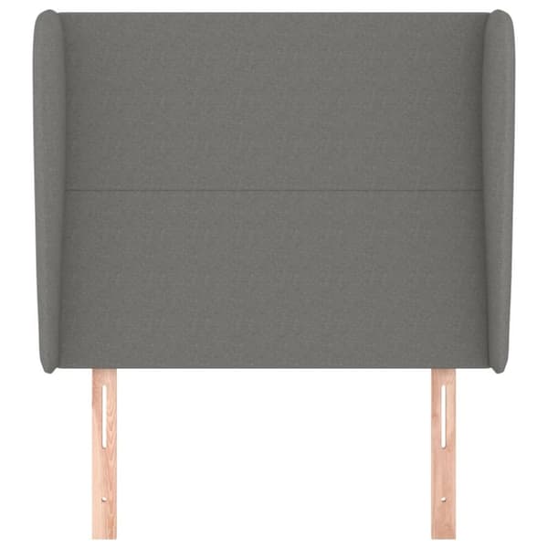 sengegavl med kanter 93x23x118/128 cm stof mørkegrå