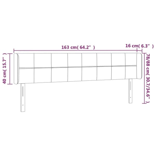 Sänggavel LED mörkgrå 163x16x78/88 cm tyg