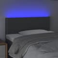 Miniatyrbillede 3 af 6: sengegavl med LED-lys 80x5x78/88 cm stof mørkegrå