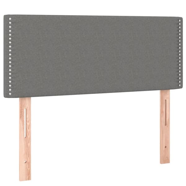 sengegavl med LED-lys 80x5x78/88 cm stof mørkegrå