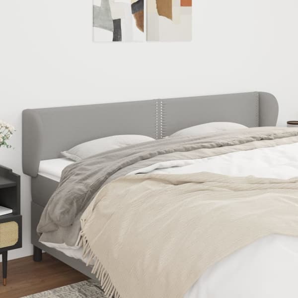 sengegavl med kanter 203x23x78/88cm stof lysegrå