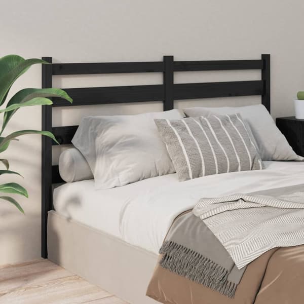 sengegærde 206x4x100 cm massivt fyrretræ sort
