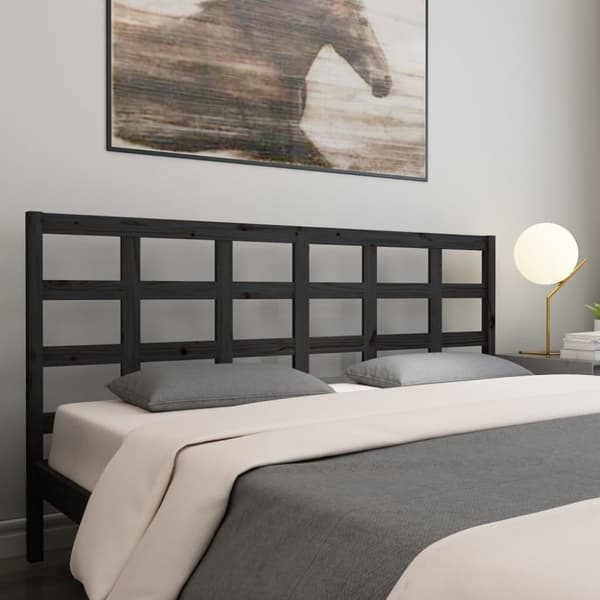 sengegærde 205,5x4x100 cm massivt fyrretræ sort