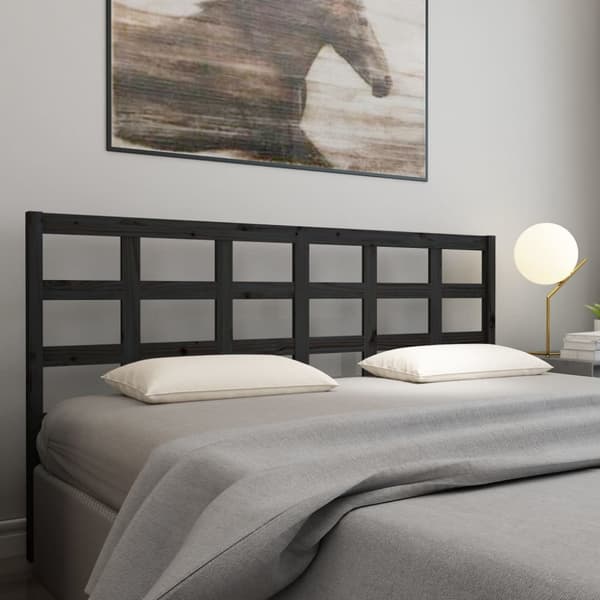 sengegærde 205,5x4x100 cm massivt fyrretræ sort