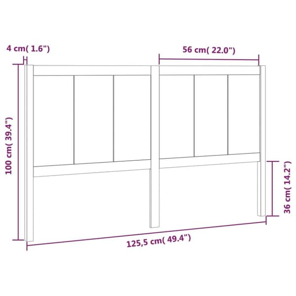sengegærde 125,5x4x100 cm massivt fyrretræ sort