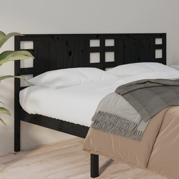 sengegærde 206x4x100 cm massivt fyrretræ sort
