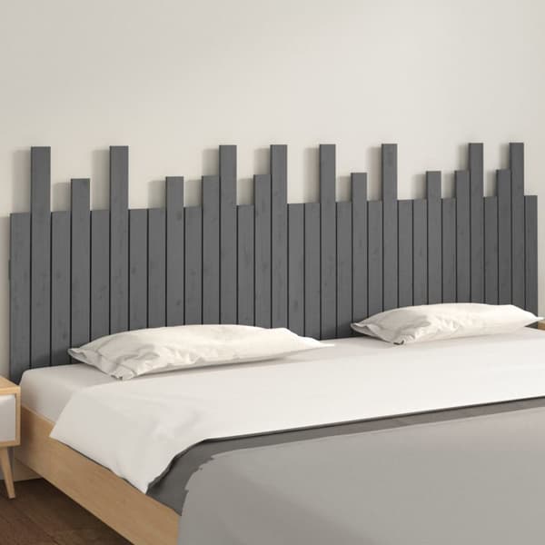 Sängynpääty seinälle harmaa 204x3x80 cm täysi mänty