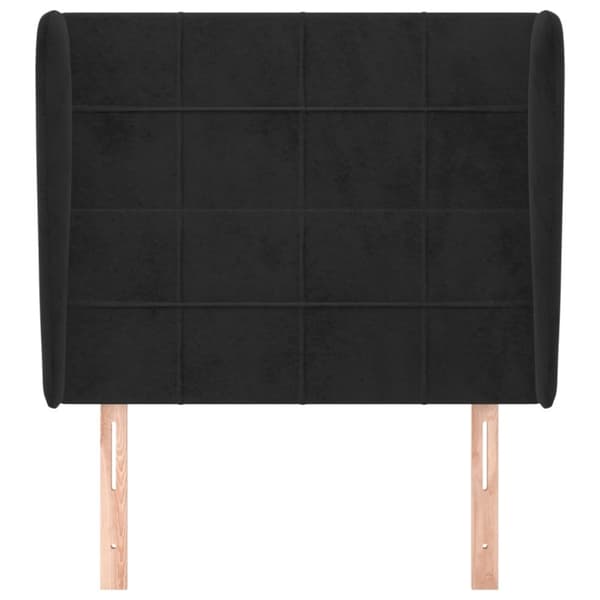 sengegavl med kanter 93x23x118/128 cm fløjl sort