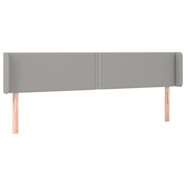 sengegavl med LED-lys 203x16x78/88 cm stof lysegrå