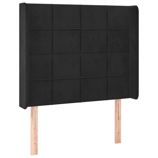 sengegavl med LED-lys 93x16x118/128 cm fløjl sort