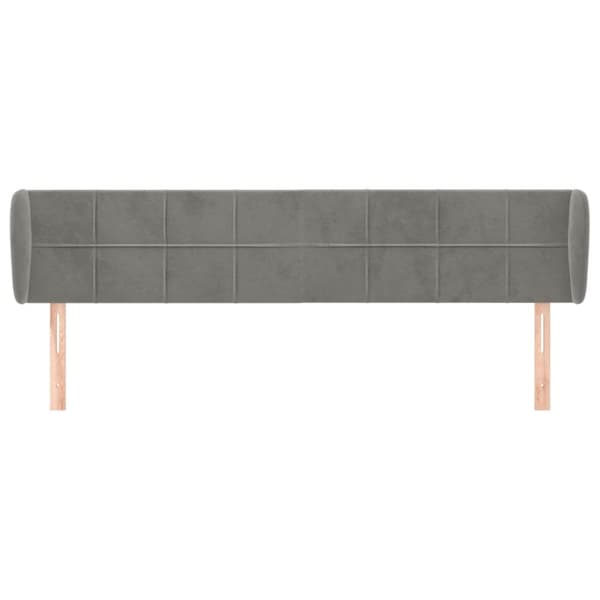 sengegavl med kanter 183x23x78/88cm fløjl lysegrå