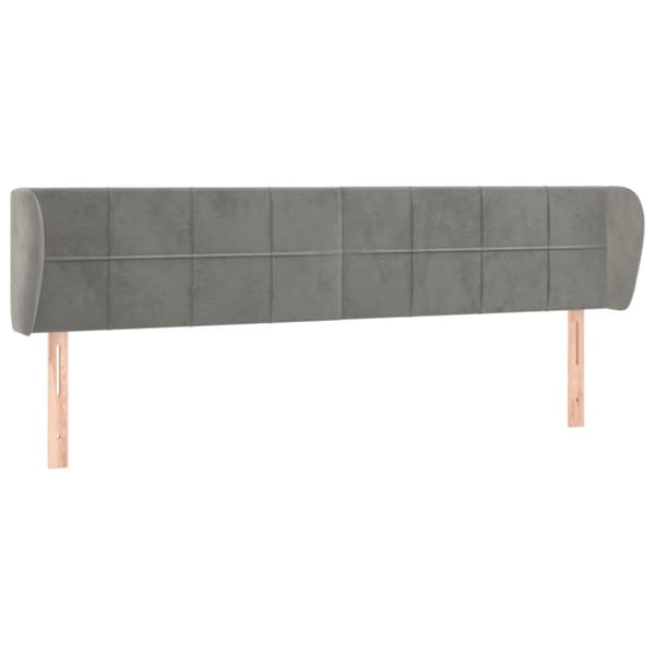 sengegavl med kanter 183x23x78/88cm fløjl lysegrå