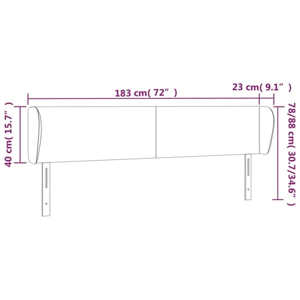 sengegavl med kanter 183x23x78/88 cm kunstlæder hvid