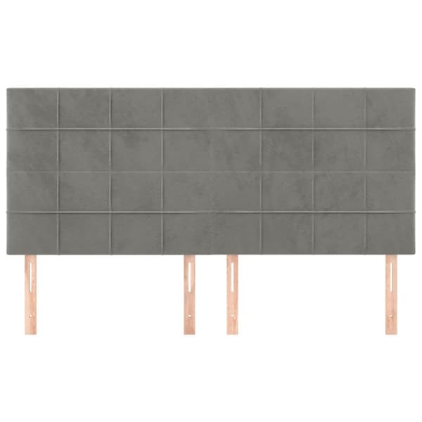 Sängyn päädyt, 4 kpl, vaaleanharmaa, 100x5x78/88cm, sametti