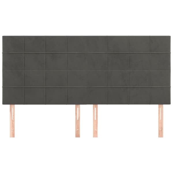 Sängyn päädyt, 4 kpl, tummanharmaa, 90x5x78/88 cm, sametti