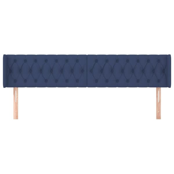 sengegavl med kanter 203x16x78/88 cm stof blå