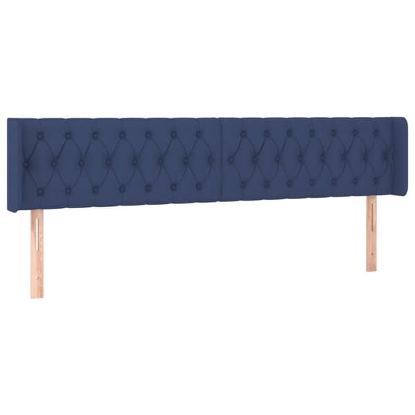 sengegavl med kanter 203x16x78/88 cm stof blå