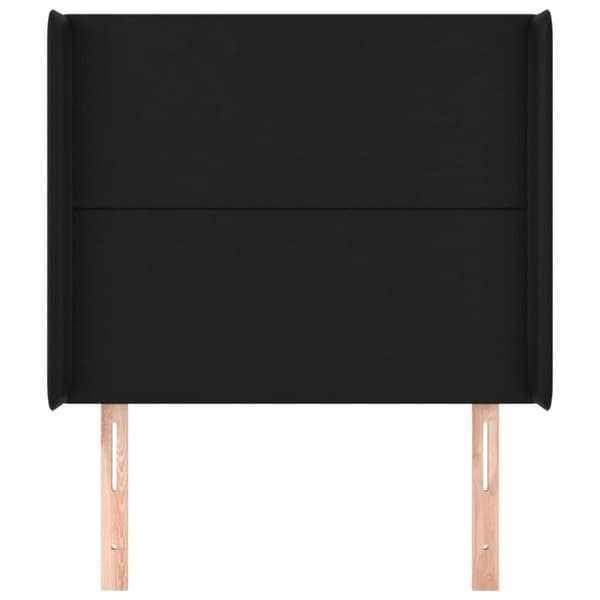 sengegavl med kanter 103x16x118/128 cm kunstlæder sort