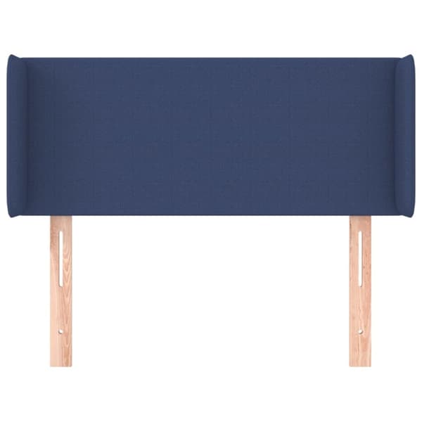Sänggavel med kanter blå 103x16x78/88 cm tyg