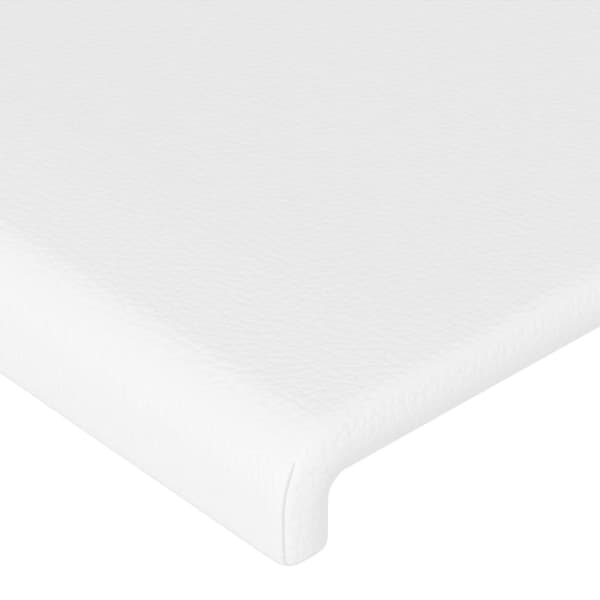 sengegavl med LED-lys 203x16x118/128 cm kunstlæder hvid