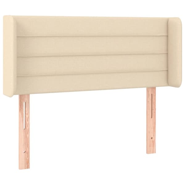 sengegavl med kanter 103x16x78/88 cm stof cremefarvet