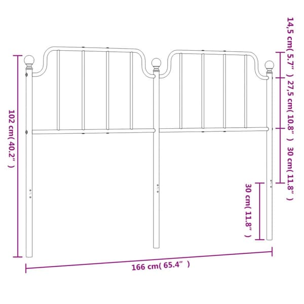 Metallinen sängynpääty musta 160 cm