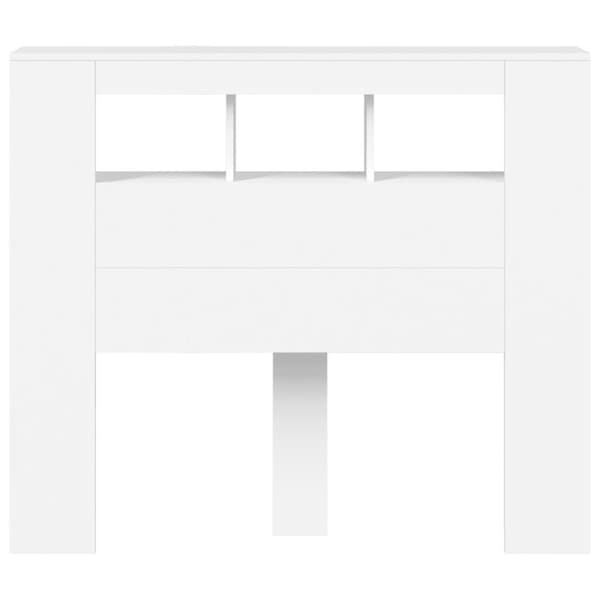 sengegavl med LED-lys 120x18,5x103,5 cm konstrueret træ hvid