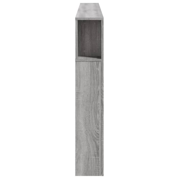 sengegavl 220x18,5x103,5 cm LED-lys konstrueret træ grå sonoma