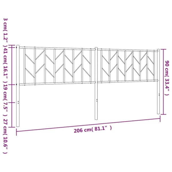 sengegavl 200 cm metal hvid