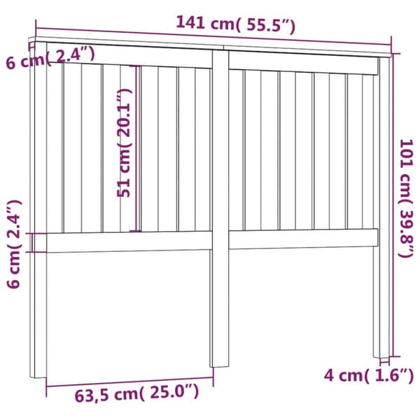 sengegærde 141x6x101 cm massivt fyrretræ