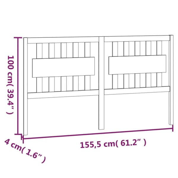 sengegærde 155,5x4x100 cm massivt fyrretræ hvid