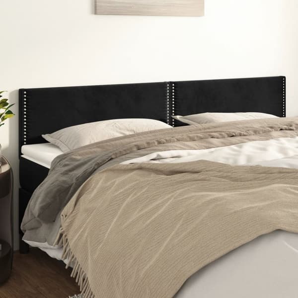 sengegavle 2 stk. 90x5x78/88 cm fløjl sort