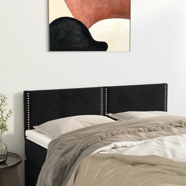 sengegavle 2 stk. 72x5x78/88 cm fløjl sort