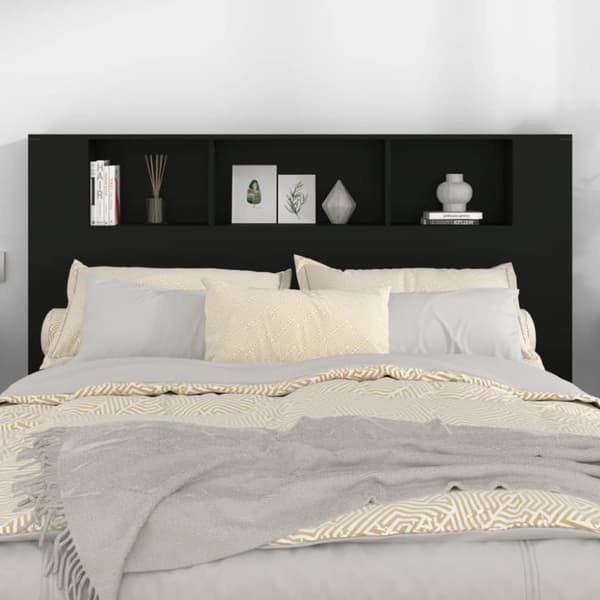 sengegavl med opbevaring 160x18,5x104,5 cm sort