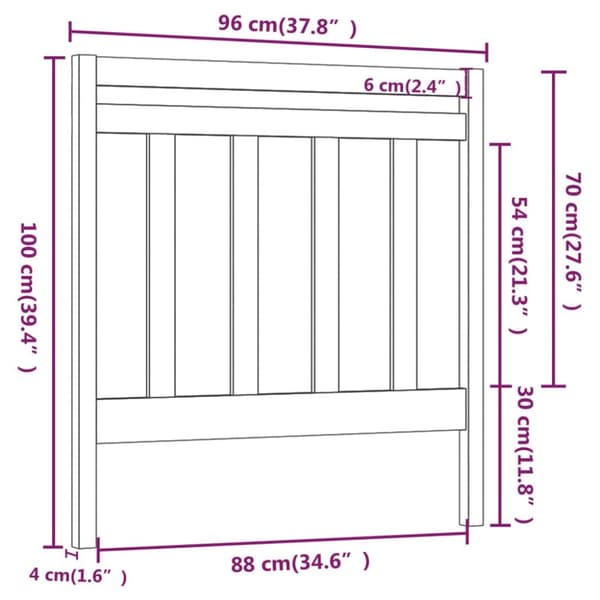 sengegærde 96x4x100 cm massivt fyrretræ sort