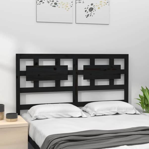 sengegærde 145,5x4x100 cm massivt fyrretræ sort
