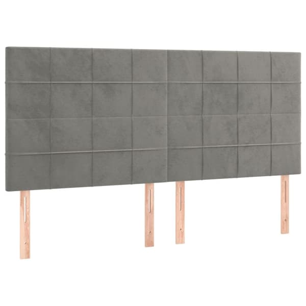 Sängyn päädyt, 4 kpl, vaaleanharmaa, 80x5x78/88 cm, sametti