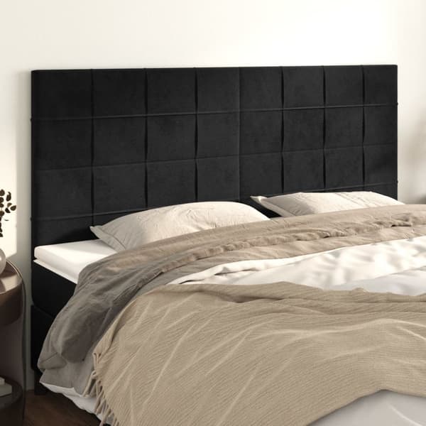 sengegavle 4 stk. 100x5x78/88 cm fløjl sort