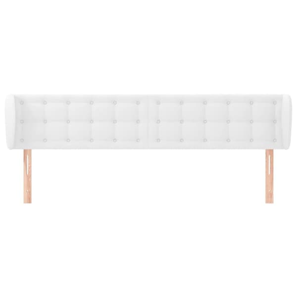 sengegavl med kanter 183x23x78/88 cm kunstlæder hvid
