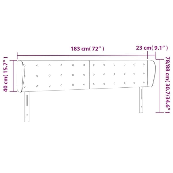 sengegavl med kanter 183x23x78/88 cm kunstlæder hvid