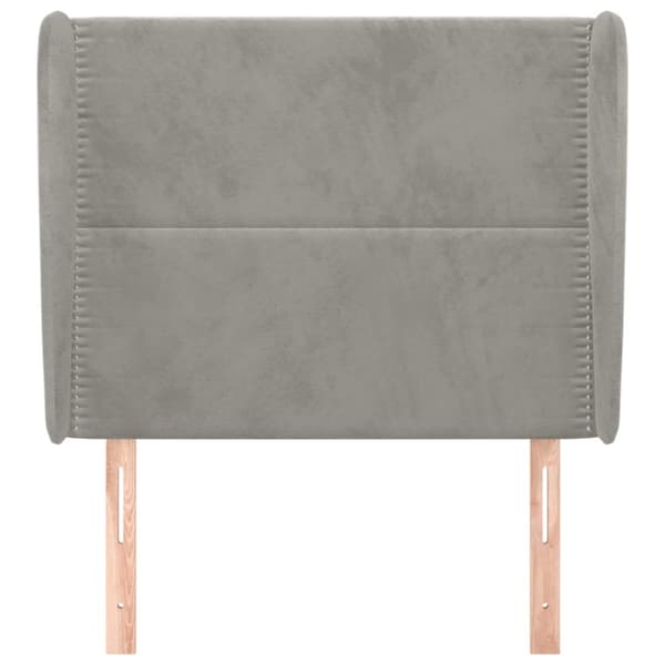 sengegavl med kanter 83x23x118/128 cm fløjl lysegrå