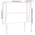 Miniatyrbillede 9 af 9: sengegavl med kanter 83x23x118/128 cm fløjl lysegrå