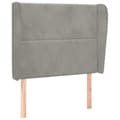 Miniatyrbillede 2 af 9: sengegavl med kanter 83x23x118/128 cm fløjl lysegrå