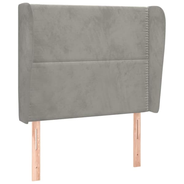 sengegavl med kanter 83x23x118/128 cm fløjl lysegrå