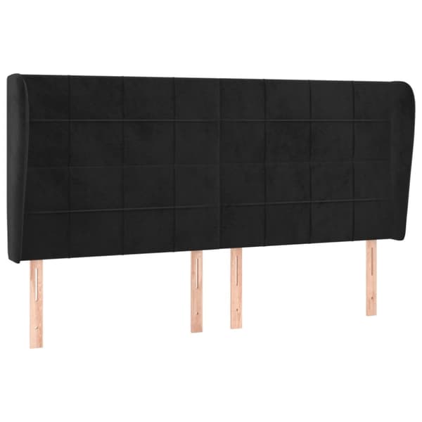 sengegavl med kanter 203x23x118/128 cm fløjl sort