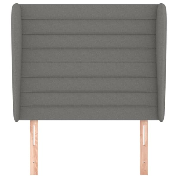 sengegavl med kanter 103x23x118/128 cm stof mørkegrå