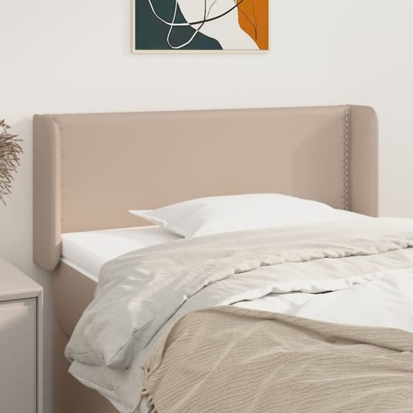 sengegavl med kanter 103x16x78/88 cm kunstlæder cappuccino