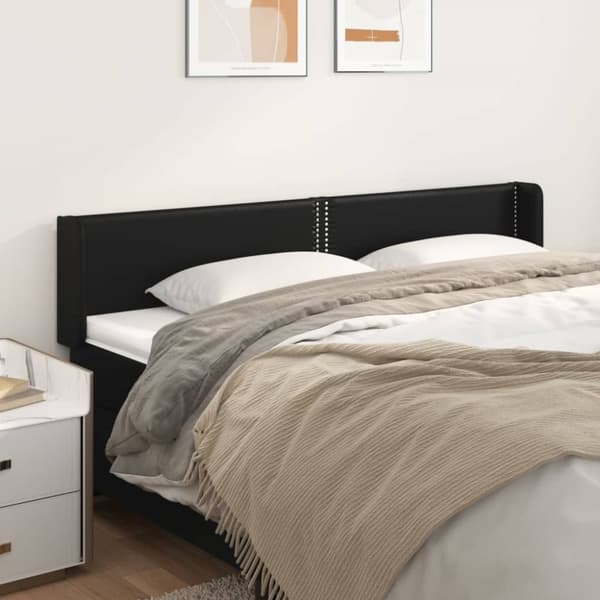 sengegavl med kanter 203x16x78/88 cm kunstlæder sort
