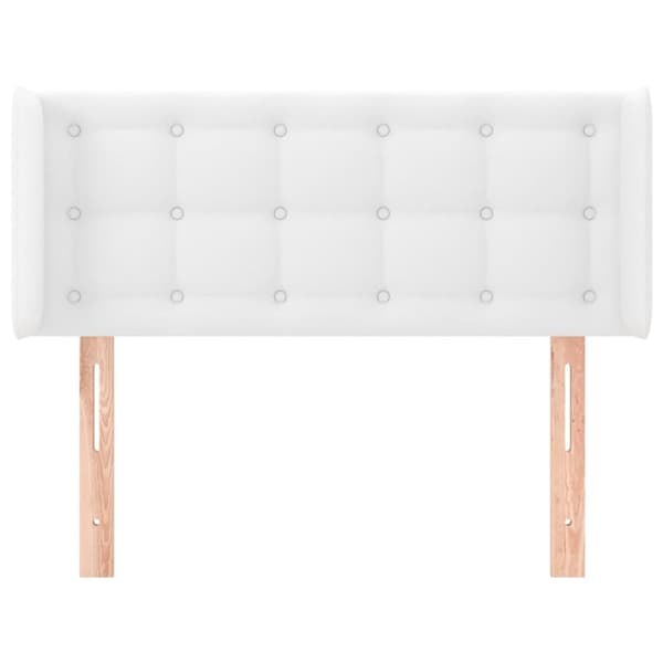 sengegavl med kanter 93x16x78/88 cm kunstlæder hvid