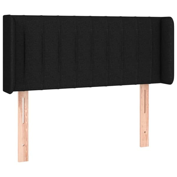 Sänggavel med kanter svart 83x16x78/88 cm tyg